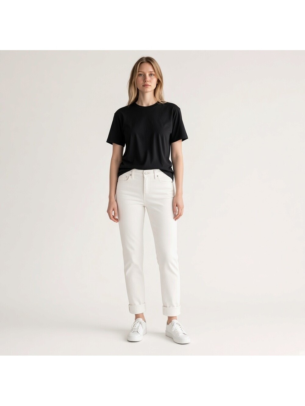 Gap Jeans Women 6 White Denim Light Wash Mid Rise Straight Cuffed Pockets Casual